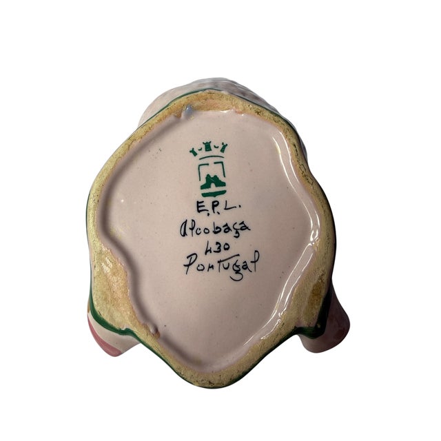 Ceramic Vintage Portuguese Hand-Painted Pink Floral Ceramic Swan Planter For Sale - Image 7 of 7