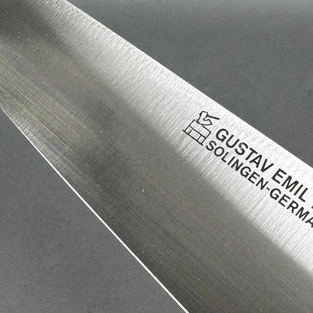 Late 20th Century Old Stock Stainless Steel Gustav Emil Ern 10.25" Chef's Knife Solingen, Germany For Sale - Image 11 of 12