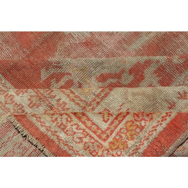 Antique Turkish Oushak Rug With Soft Apricot Field and Faded Cream 11'5 X 15'0 For Sale - Image 11 of 12