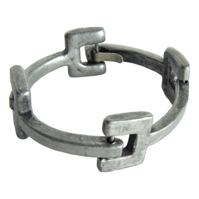 Vintage Danish Pewter Bracelet, 1970s For Sale
