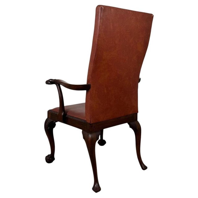 Wood Antique 19th Century English Mahogany Open Armchair with Claw Feet For Sale - Image 7 of 15