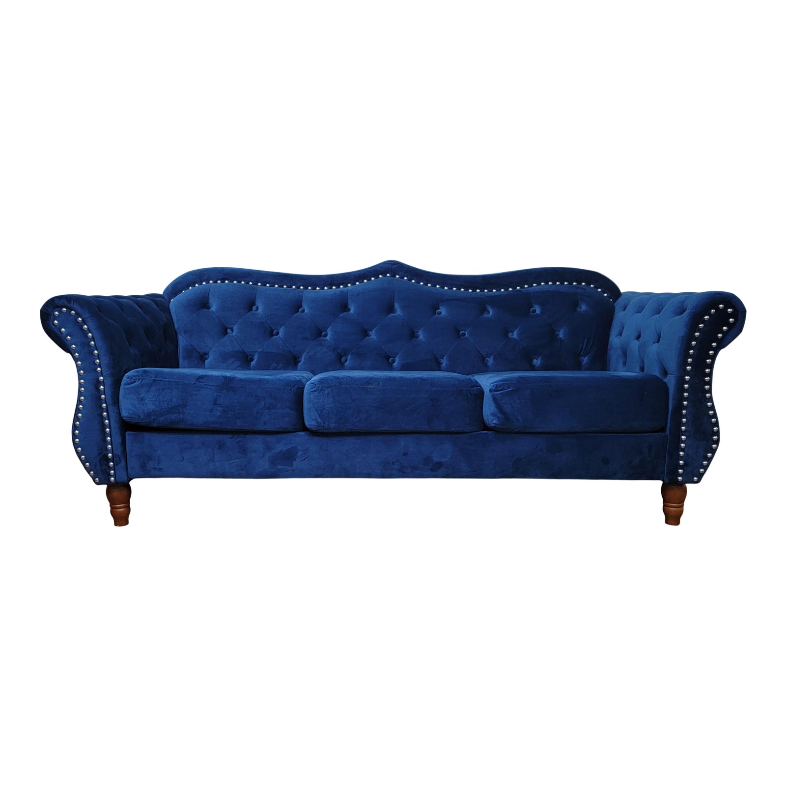 Royal Blue Velvet Tufted Sofa Baci Living Room