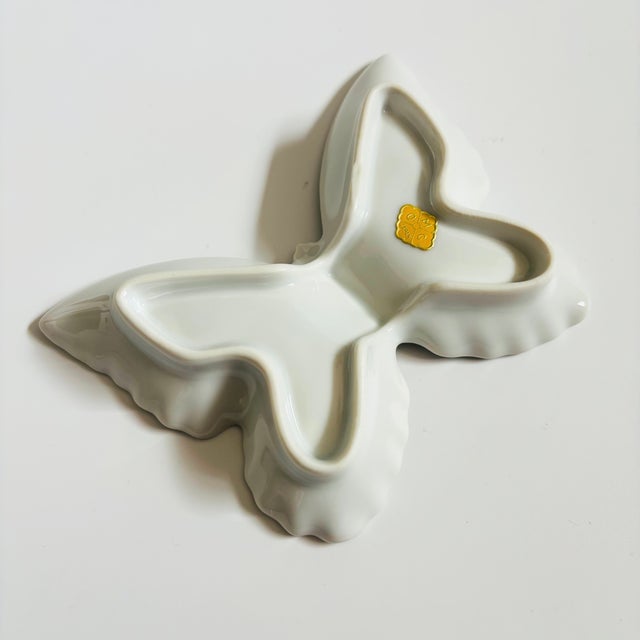 White White Ceramic Butterfly Tray For Sale - Image 8 of 8