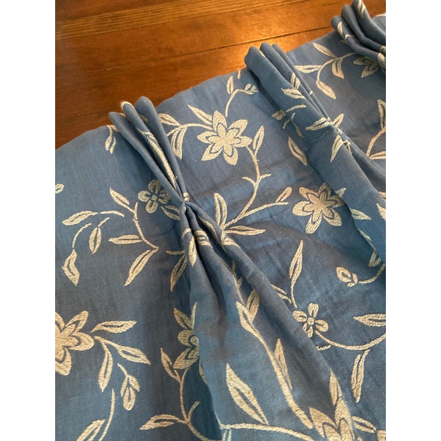 Newport Mansion Blue Embroidered Drapery Panels- Set of 2 For Sale - Image 4 of 4