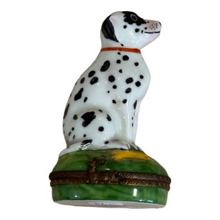 Antique Porcelain Dog Limoges Box For Sale