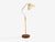 Mid-Century Modern 1940s Swedish Modern, Floor Lamp, Elm, Brass, Cord, Beige Fabric For Sale - Image 3 of 12
