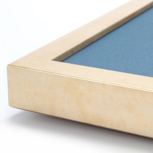 Newly framed vintage silk panels, delicately painted with real gold metallic paint on deep blue silk, framed in solid wood...