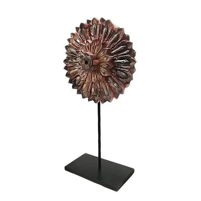Wood Thai Wood Flower Sculpture, Early 20th Century For Sale - Image 7 of 10