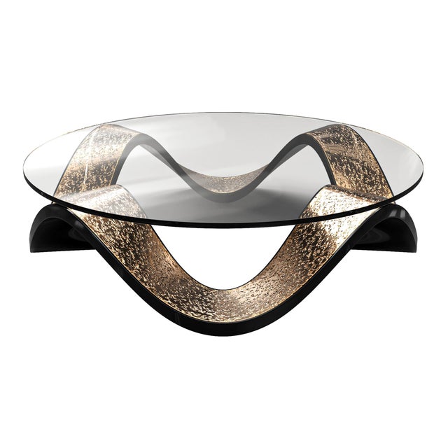 Art Deco "Amendola" Coffee Table, Stainless Steel and Special Textured Bronze For Sale - Image 3 of 6