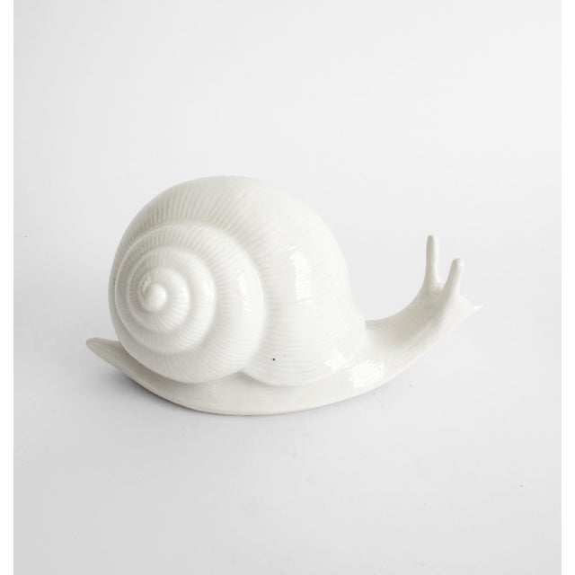 White Vintage White Ceramic Snail Family Figurine Cottagecore - Large For Sale - Image 8 of 9