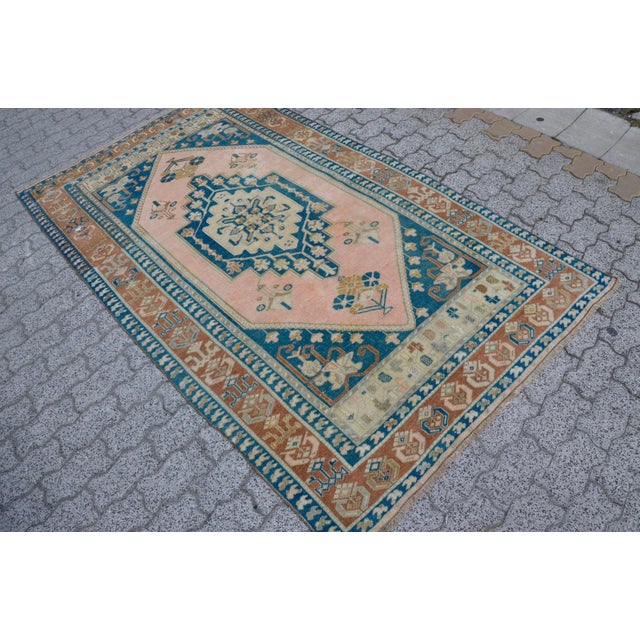 Textile Unique Colour Vintage Handknotted Rug For Sale - Image 7 of 11