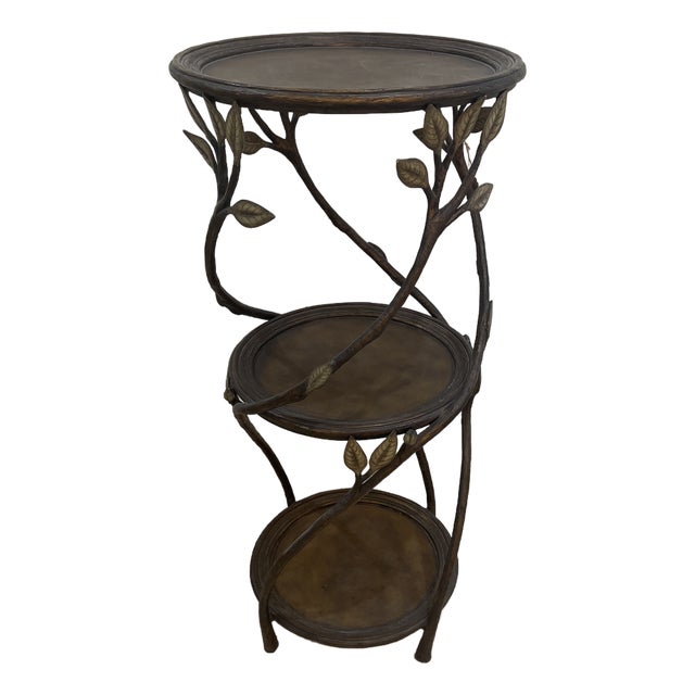 Three-Tiered Cast Iron Stand Pedestal For Sale
