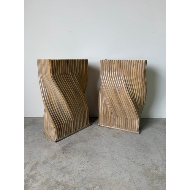 Vintage McGuire Style Sculptural Organic Twisted Rattan Pedestals / Dining Table Bases – A Pair For Sale - Image 11 of 12