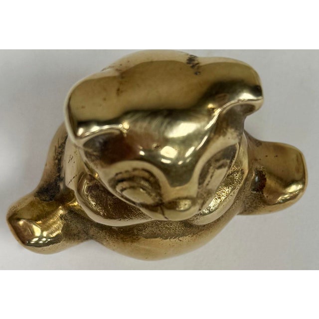 Mid-Century Modern Vintage Seated Brass Panda Paper Weight* For Sale - Image 3 of 6