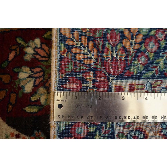 Textile 1900s Red Rust Calligraphy Pictorial Figure Antique Kerman Lavar Rug 1'10" X 2'10" Handknotted Wool Carpet For Sale - Image 7 of 8