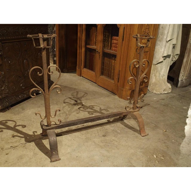 Chocolate Antique One-Piece Cooking Andiron From France, Circa 1800 For Sale - Image 8 of 11