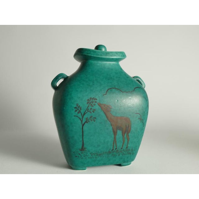Art Deco Green Lidded Vase by Wilhelm Kåge for Gustavsberg, 1956 For Sale - Image 13 of 18