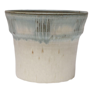 Vintage Beige and Light Blue Studio Pottery Planter Vase by Deanna Nichols