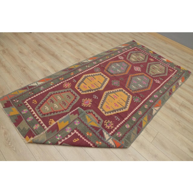 Tribal 1970s Tribal Red Gray Kilim For Sale - Image 3 of 13
