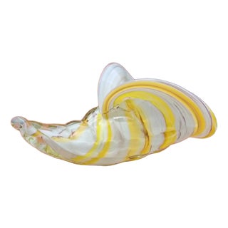 Vintage Murano Glass Shell Cornucopia Vase, 1970s For Sale
