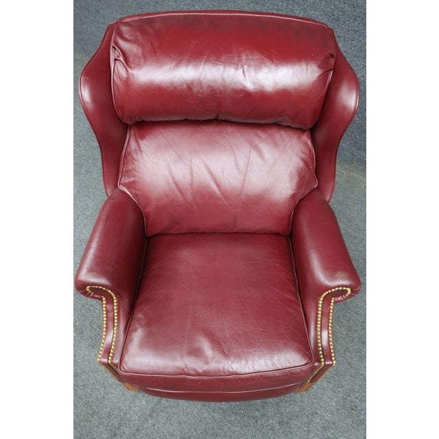 Hancock & Moore Burgundy Leather Wingback Recliner Lounge Chair For Sale - Image 14 of 14