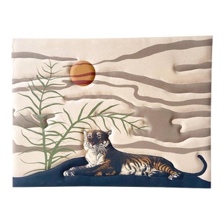 1980s Tiger in the Sunset, Fabric Wall Art For Sale
