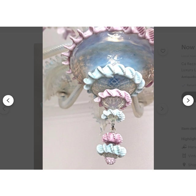 Art Deco Style Murano Glass Chandelier from Ca Rezzonico, 1980s For Sale - Image 7 of 11