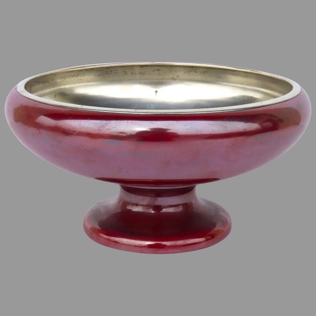 La Pierre Babylonian Red Patina Bronze & Sterling Silver Mixed Metals Pedestal Bowl For Sale - Image 11 of 11