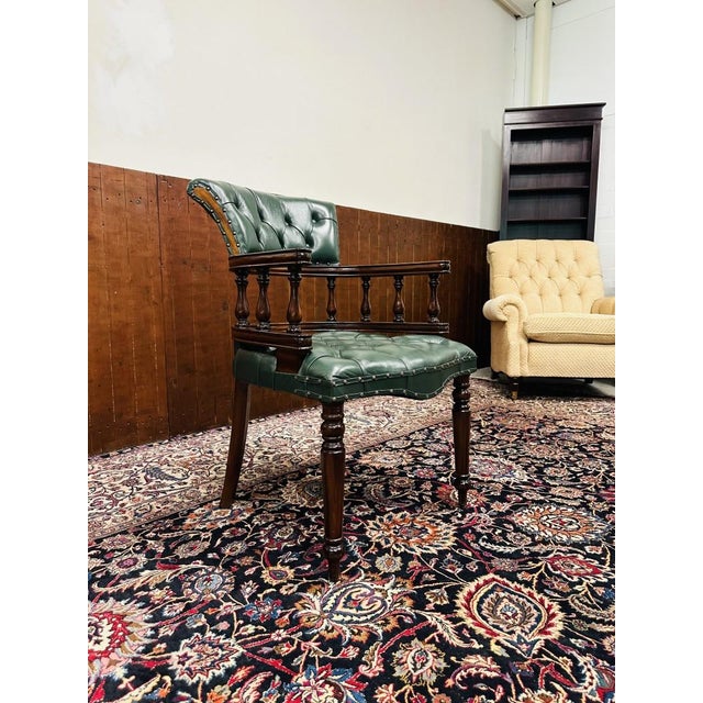 Animal Skin English Chesterfield Captain's Chair For Sale - Image 7 of 8