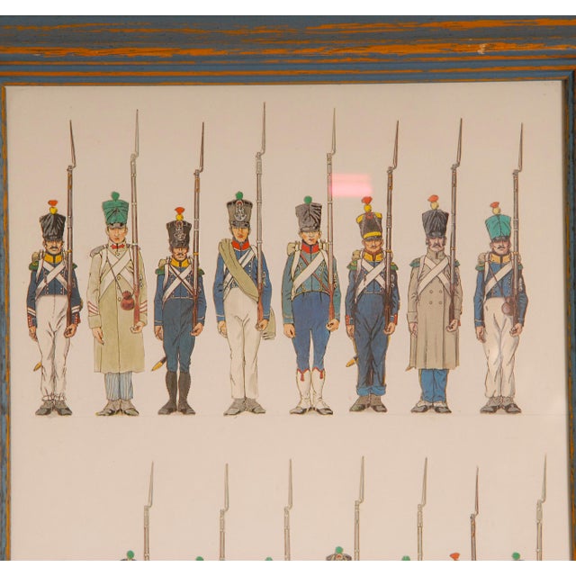 Vintage Napoleonic Military Costume Lithographs Collage Framed French Wall Art Set of 3 For Sale - Image 11 of 18