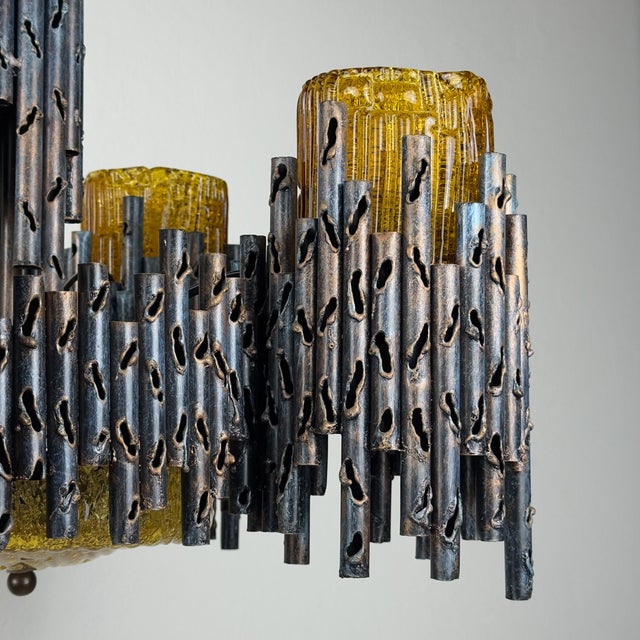 Brutalist Chandelier by Marcello Fantoni for Fantoni Studio, Florence, Italy, 1960s For Sale - Image 14 of 18