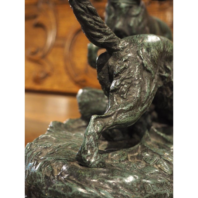 19th Century French Bronze Sculpture, a Pointer and Spaniel Hunting a Pheasant For Sale - Image 16 of 18