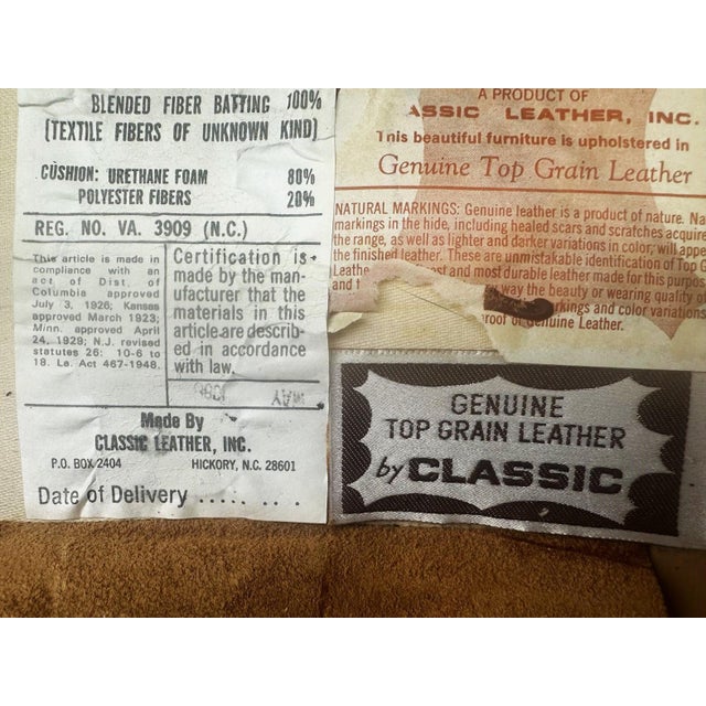 1980s Vintage Leather Tufted Sofa Made in Hickory, North Carolina - Light Tan Color - Late 20th Century For Sale - Image 5 of 5