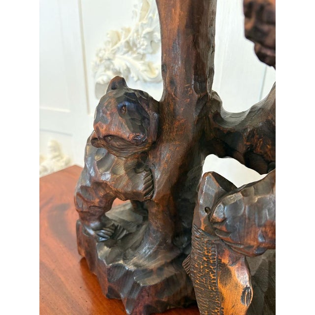 1900 - 1909 Large Antique Edwardian Japanese Carved Linden Wood Bear, 1900 For Sale - Image 5 of 10
