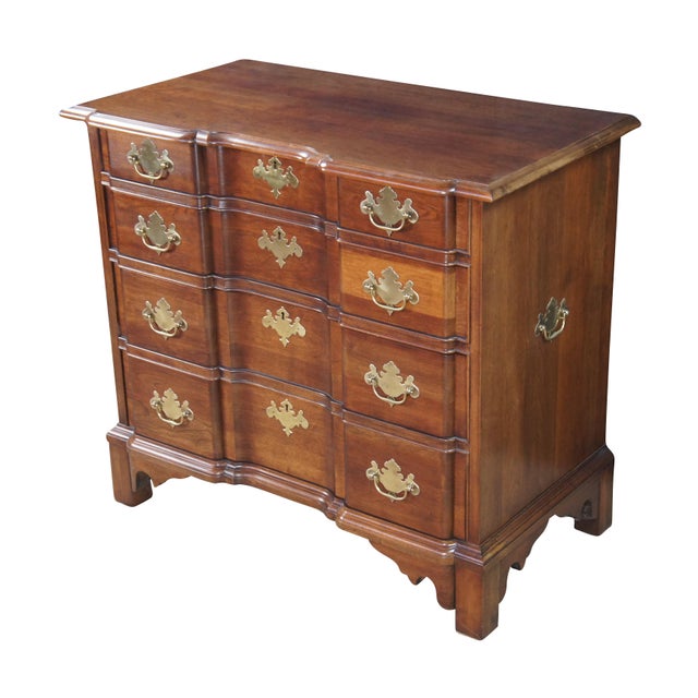 1970s Pennsylvania House Bock Front Chest / Console. Made from solid cherry with four dovetailed drawers and 18th Century...