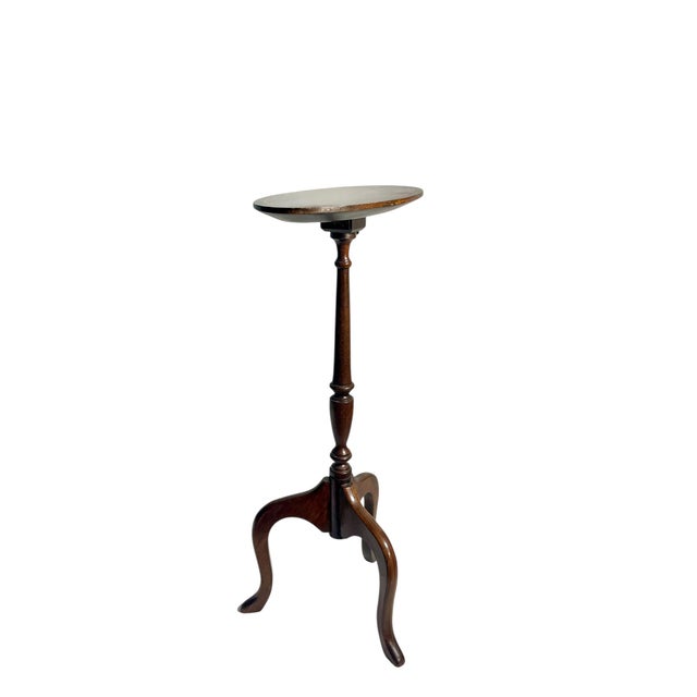 Vintage English Georgian Style Banded Mahogany Tilt Top Candlestick Table For Sale - Image 14 of 15