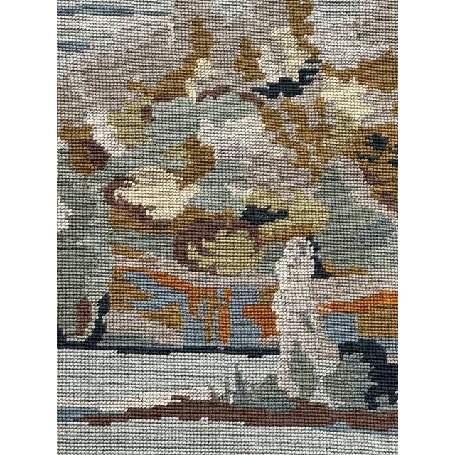 Vintage French Needlepoint Tapestry with Landscape Motif in the style of Aubusson, 1960s For Sale - Image 16 of 18