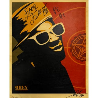 Shepard Fairey, Flavor Flav (Shepard Fairey & Flavor Flav Dual Signed Screen Print on Wood), 2017 For Sale