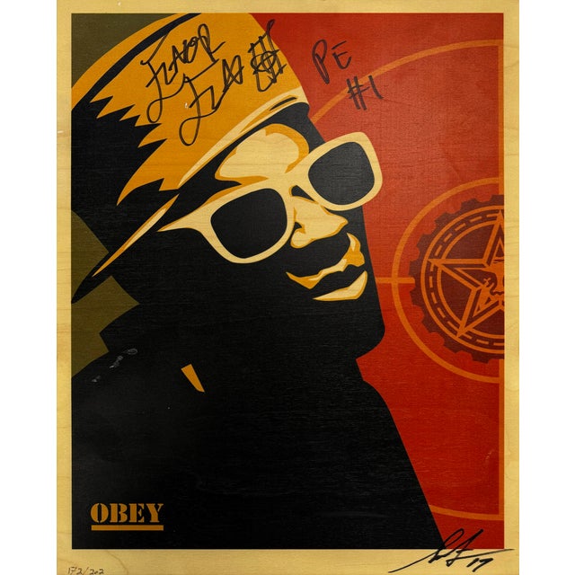 Shepard Fairey, Flavor Flav (Shepard Fairey & Flavor Flav Dual Signed Screen Print on Wood), 2017 For Sale