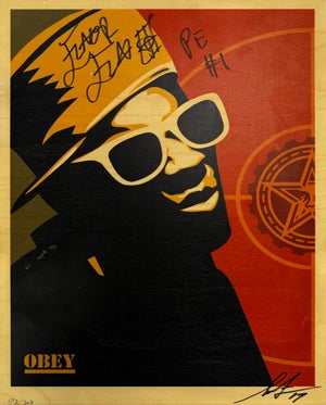 Shepard Fairey, Flavor Flav (Shepard Fairey & Flavor Flav Dual Signed Screen Print on Wood), 2017