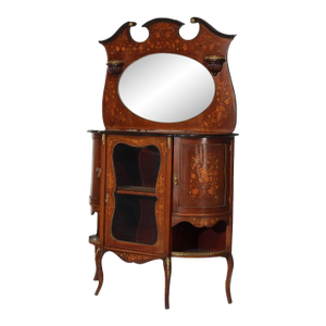 Antique French Ebonized Rosewood, Marquetry & Ormolu Curio Top Cabinet C1890