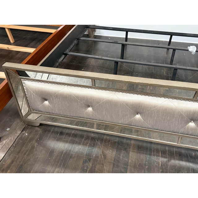 Eastern King Size Z Gallerie Ava Mirrored Tufted Bed For Sale In San Francisco - Image 6 of 12