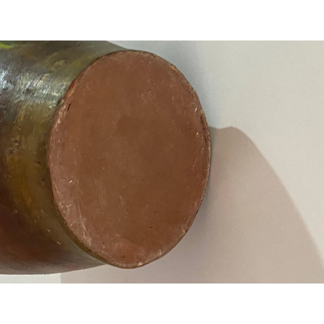 Flowers Decor Pattern Hand Painted Stoneware Jug, France, 1940s For Sale - Image 3 of 8