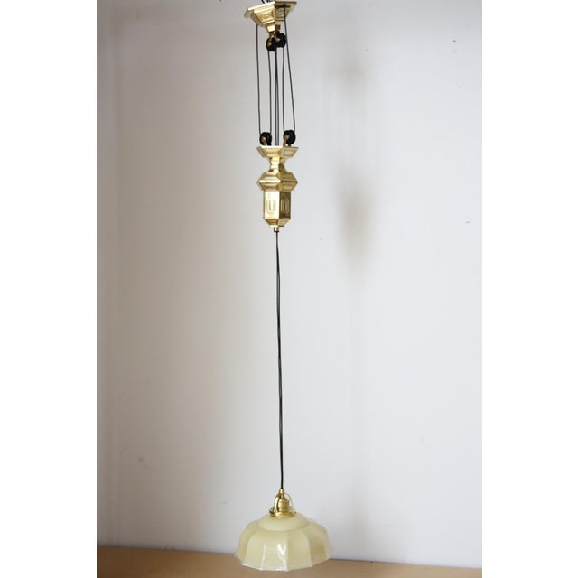Art Nouveau Pull Down Brass Pendant Light, 1890s For Sale - Image 9 of 18