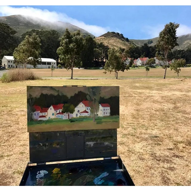 Quiet Places & Historical Landscapes — Fort Baker Original oil painting by Haas, 16 x 8 unframed on gessoed masonite,...