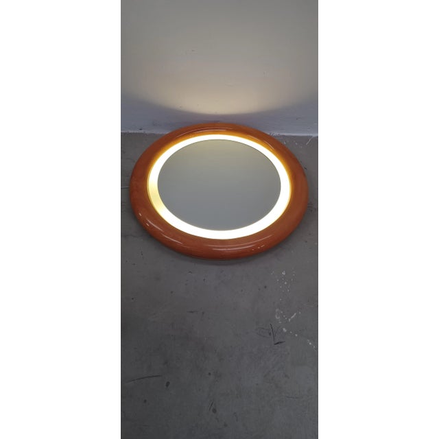 Tan Backlit Wall Mirror, 1982 For Sale - Image 8 of 9