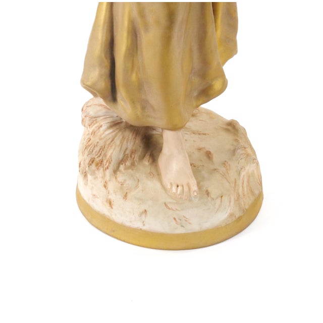 Green 20th Century Hand Painted/Gilt Decorated Porcelain Decorative Woman's Sculpture For Sale - Image 8 of 12