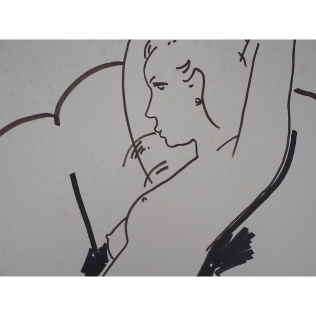 Alain Bonnefoit, Nude in Design Chair, Ink Drawing For Sale - Image 5 of 7