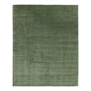 Apadana's Modern Gabbeh Hand-Loom Wool Area Rug in Emerald Moss For Sale
