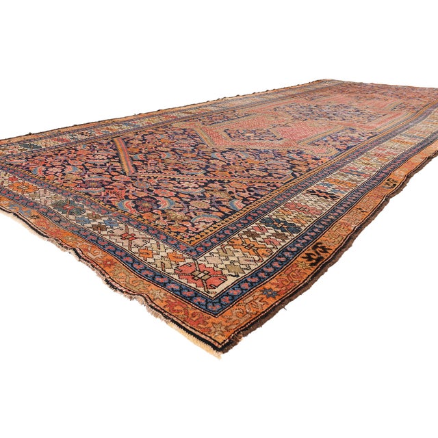 79536 Antique Persian Malayer Rug, 07'02 x 18'11. A Guardian’s Lattice: Late 19th Century Persian Malayer Masterpiece of...